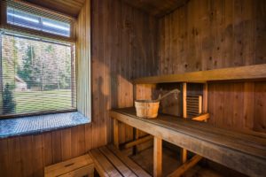 Inside of a sauna on the retreat in Estonia